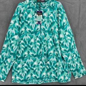 Eddie Bauer Women’s Polar Fleece 1/4 Zip Size XL Turq Leaf Ikat